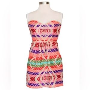 Judith March Aztec Strapless dress.